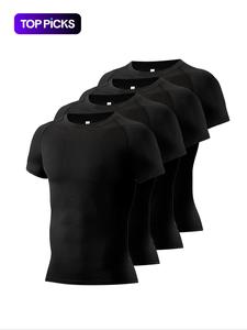 Men's Plain Round Neck Raglan Sleeve Sports Tee, Quick Drying Breathable Comfy Short Sleeve T-shirt, Men's Sportswear for Running Gym Workout, Quick Dry Activewear, Sports Tops