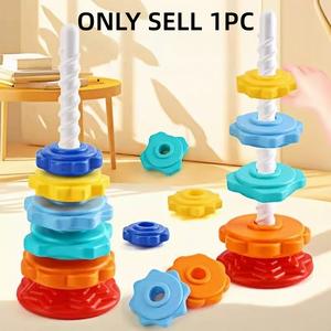Baby Spinning Stacking Toys for Toddlers 1-3, Rainbow Ring Stacker Montessori Toys for Babies 6-12 Months, 1 2 3 One Year Old Girl Boy Christmas Birthday Gifts, Autism Sensory Learning Toy toddler toys 1-2, Blocks Tower Game