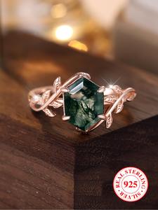 S925 Sterling Silver Elegant Style Square Shaped Gemstone Decorated Ring, Fashion Jewelry Accessories for Women & Girls for Party, Daily Clothing Decor, Trendy Jewelry for Birthday Gift