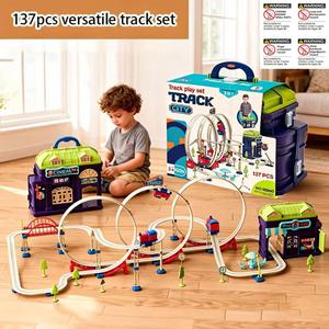 137 Piece Luxury Electric Train Track Toy Set, Realistic Track, Electric Driving Tracks, Kids Educational Puzzle Toy, 3 Years+, Unisex Gift