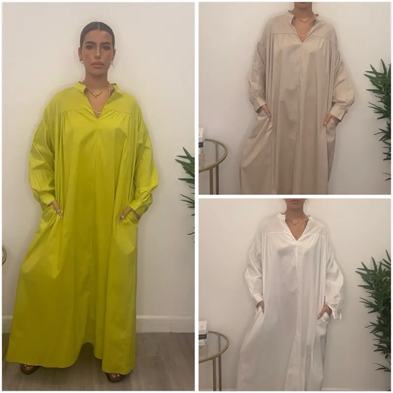 Women’s Oversized Casual Poplin Baggy Maxi Dress- Summer Modest Fashion