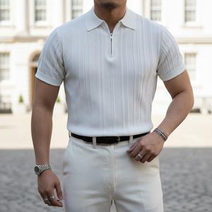 2026 New Spring and Autumn Comfortable, Skin Friendly Business Style Handsome, Personalized, Fashionable and Trendy Unisex Viscose Polyester Casual Short Sleeve Knitted Sweater