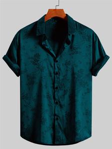 Men's Ditsy Floral Print Short Sleeve Shirt, Regular Fit Fashion Casual Style Soft Comfy Button Front Collared Top for Summer, Fashion Men's Clothes for Daily Wear, Tropical Casual Button Down Menswear