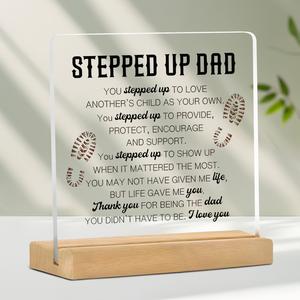 Acrylic Desk Nameplate Personalized Plaque Gift for Dad, Step-Dad Christmas Thanksgiving Present, Decorative Office Sign for Stepmom, Unique Father's Day Idea, Acrylic Desktop Decoration