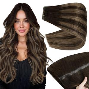 YoungSee Butterfly Weft Hair Extensions Genius PU Weft Hole Butterfly Hair Extensions Human Hair XO Weft Human Hair Extensions Straight Hair Real Human Brown and Blonde Balayage #TikTokShopMadeMeBuyIt #Summer Essential Week