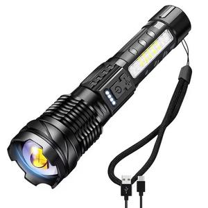 LED Torch, Portable Flashlight with Zoom, Zoomable Torches, USB Rechargeable Flashlight, High Lumen Flashlight, Handheld Tactical Torch for Camping Hiking Outdoors, Back To School Outfits, Camping Essentials, Valentine's Day Gift, High Lumens Flashlight
