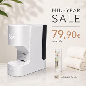 Livefull Smart Hot Face Towel Heater Machine CL01, 5s Fast Heating & 55°C Constant Temperature, Auto Dispensing Towel Warmer with Smart Voice Alerts, Includes 20 Compressed Towels, Luxury Home Spa