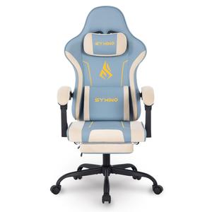 symino Gaming Chair Ergonomic Office Chair with 3D Armrests, PU Leather Computer Chair with Footrest