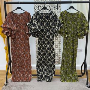 Ruffle Sleeve Printed Maxi Dress