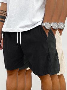 Men's Solid Corduroy Shorts, Casual Breathable Comfy Shorts for Summer, Men's Bottoms for Daily Wear