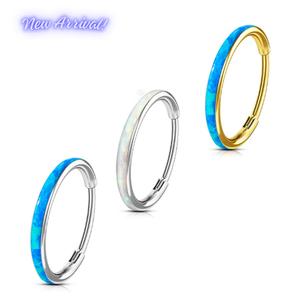 Aesthetic Opal Nose Hoop 20G Hinged Segment Ring for Ear, Nose & More | Viral Jewelry