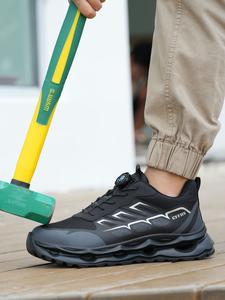 Fashionable Versatile Safety Shoes Work Sneakers, Steel Toe Anti-Puncture Lightweight Durable, Casual Daily Wear Industrial Construction Use Footwear