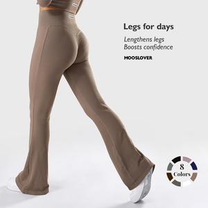 Mooslover Ribbed Flare Yoga Pants Women's Athletic Pants High Waist Workout Tummy Control Leggings