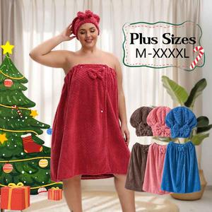 Plus Size Solid Color Bath Towel, 2 Counts/set Adjustable Bathrobe with Pocket, Soft Water Absorbent Bathrobe for Bathroom, Sauna, Hotel Accommodation, Outdoor Travel, Absorbent Thickened Towels