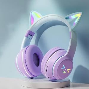 Wireless Headphone, Cat Ear Design Headphone with Built-in Microphone, Foldable Bluetooth-compatible Headset for Mobile Phone, PC &Laptop Halloween/Christmas Gifts