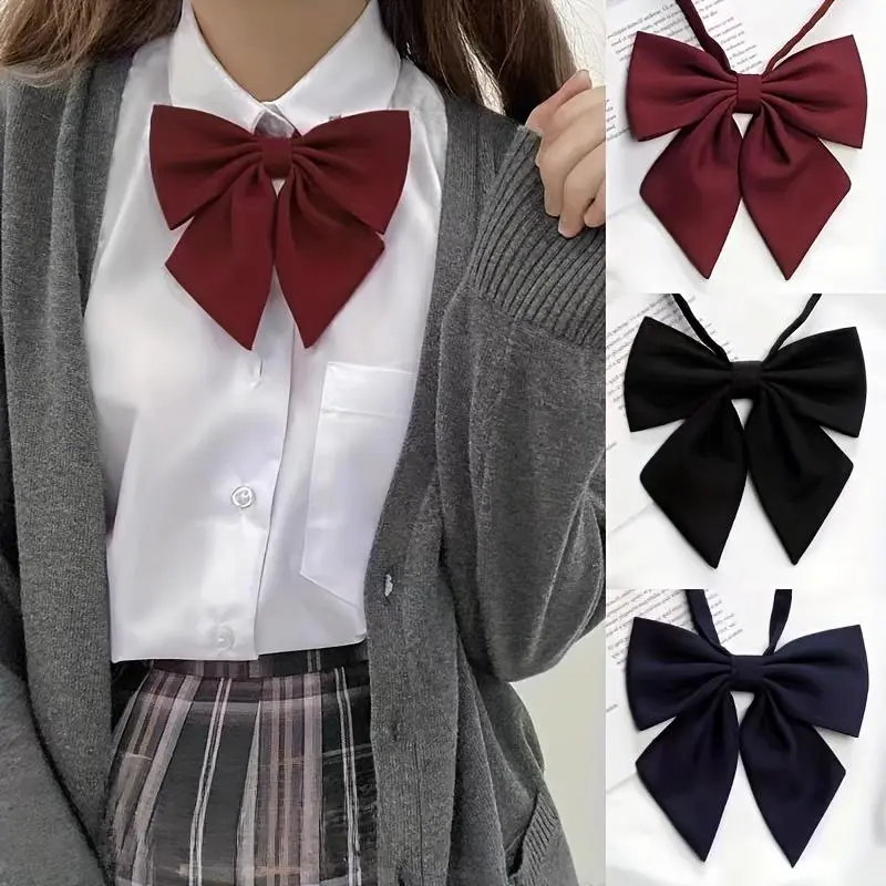 Chic Solid Color Bow Tie for Women - Casual JK Style, Polyester, Hand Washable - PUMPLUX Fashion Accessory