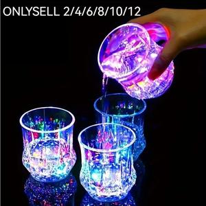 Liquid Activated LED Flash Crystal Cups, Multicolor Water-Activated Glowing Tumblers with Auto Light Up for Bar & Party Decor, Drinkware, 2 Pack – Christmas Gift, Thanksgiving Tableware, Shimmering Plastic Material, Valentine's Gift for Boyfriend