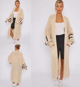 Findfashion Women's Two Front Pockets Love Detail Ballon Sleeves Knitted Open Cardigan For Ladies One Size