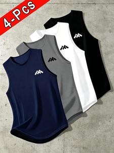 4-Pack Casual Sleeveless Tank Tops, Summer Quick-Dry Breathable Workout Shirts, Workout Activewear, Comfortable Skin-Friendly, Ideal for Gym, Running, Home, Outdoor