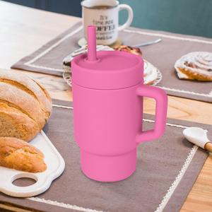 Silicone Reusable Drinking Mug with Straw & Lid, 1 Count Portable Mini Hydration Water Bottle, Funny Dad Tumbler, Insulated Drinking Cup for Outdoor Camping, Travel, Fitness and Sports, Drinkware, Hydration Tumbler, Vacuum Insulated Flask