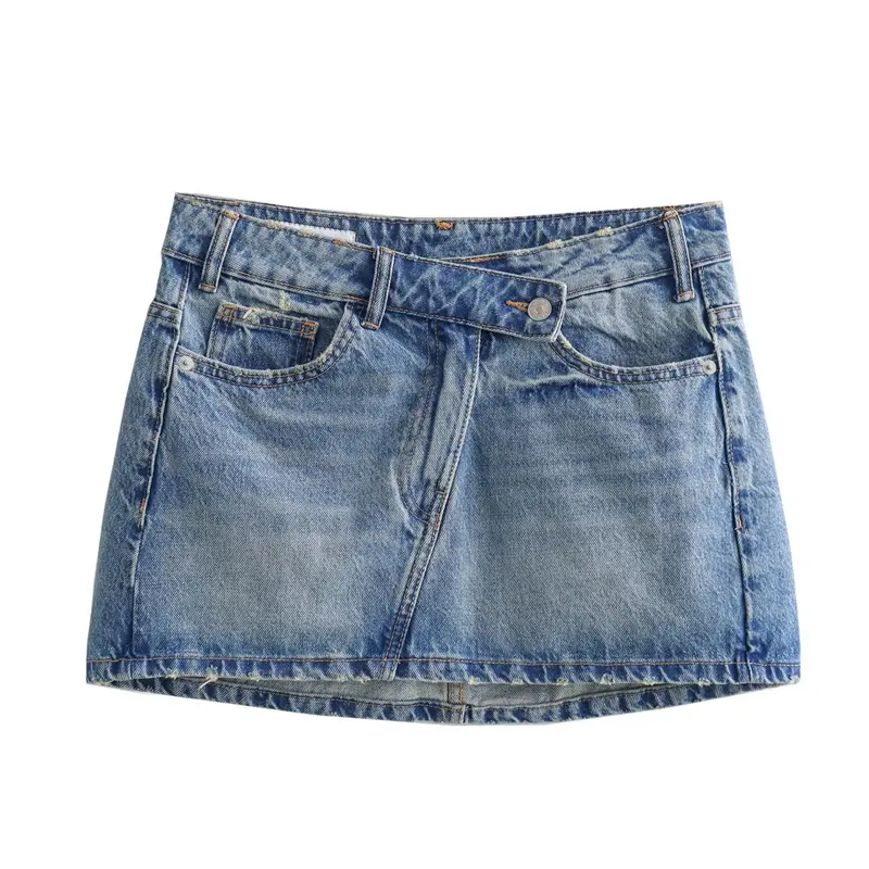 Women's Mini Skirts 2024 New Spring and Summer Fashion Women Denim Skirts Casual Chic High Street Ladies Skirt Womenswear Bottom Comfort Palda Basic Blue Minimalist