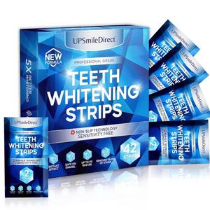 UPSmileDirect Professional Teeth Whitening Strips 21 Treatments Peroxide Free Non-Sensitive Teeth Whitening Pack of 42 Strips with Mouth Opener Included - Oral