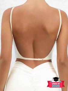 Women's Solid Color Wireless Backless Bra, Comfortable Breathable Multiway Bras for Daily Wear, Soft Lingerie for All Seasons