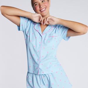 Heart fleece short pyjamas in a bag