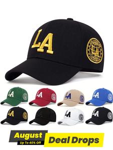 La Letter Embroidered High Quality Hat, Adjustable Stylish Hat, Casual Outdoor Sports Hat for Men & Women, Adjustable Sun Protection Cap for Daily Wear, Premium Caps Men, Vintage Trucker Hat