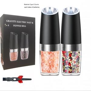 Electric Salt & Pepper Grinder, Battery Required Handheld Kitchen Appliances pepper Mill with Led Light, Household Kitchen Appliances for Home Use, Juicer Machine, Electric Salter, Cooking Kitchenware