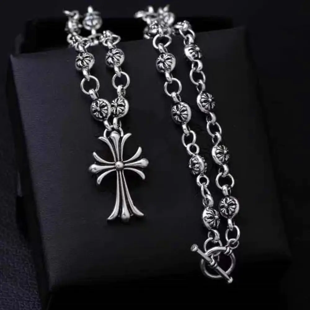 Chrome Hearts Style Necklace for Men & Women - Hip-Hop Silver Jewelry, Stainless Steel Chain, Streetwear Fashion Accessory