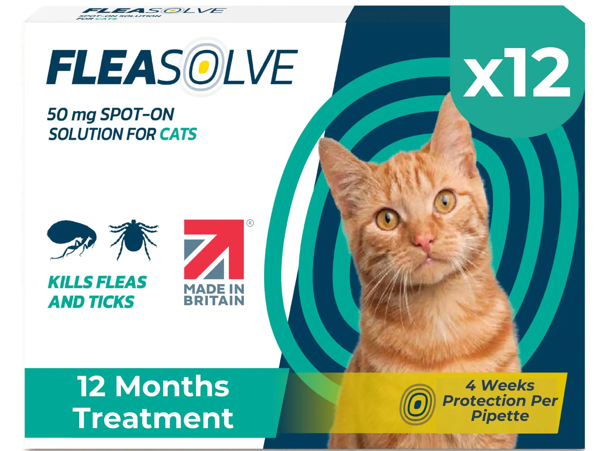 Cat Flea Treatment x12 Pipette – 12 Months Treatment - Fleasolve
