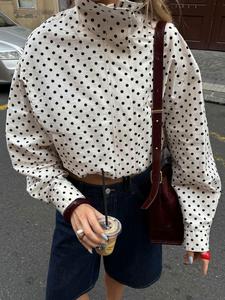 Summer Women's Polka Dot Blazer Jacket, Y2K Street Style Spot Design, Fashionable Long Sleeve Top for Casual & Vacation Wear