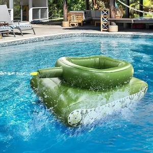 Inflatable Tank Pool Float with Water Gun, Thickened PVC Material, Durable and Tear-Resistant, Fun Water Battle Toy, Essential for Summer Pool Parties, Pool Float Lounger