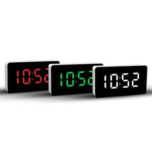 LED Digital Alarm Clock Large Mirror Display USB Powered Electric Desk Small