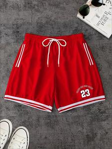 Men's Basketball Print Shorts, Casual Loose Sporty Breathable Shorts for Summer, Men's Bottoms for Daily Wear