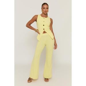 Dasha Womenswear Rebellious Fashion Button Waistcoat And Wide Leg Trouser Co-ord Set
