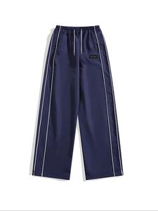 Men's Letter Print Side Stripe Pants, Loose Casual Comfy Straight Leg Trousers for Summer, Fashion Men's Bottoms for Daily Wear