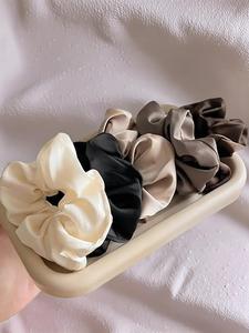 Women's Summer Elegant Solid Color Hair Tie, Scrunchies De Satin, 5 Counts Casual Plain Scrunchie for Daily Hair Decoration, Ponytail Holder for Girl, Gifts for Wife