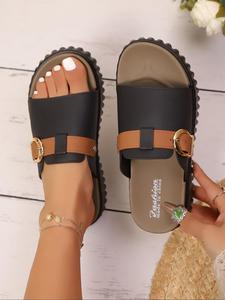 Women's Fashionable Plain Color Slides, Casual Comfortable Platform Slippers for Beach, All-match Commuter Shoes for Work & Daily Wear, Girl