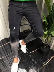 Men's Regular Fit Solid Color Ripped Design Skinny Jeans, Fashion Casual Comfy Denim Pants for Daily Outdoor Wear, Mens Bottoms for All Seasons, Cotton