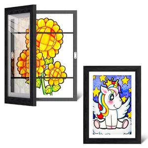 Magnetic Storage Frame with Corner Protection, Acrylic Art Frame, Rectangular Frame, Wall-Mounted Floral Decor, Ideal for Home, School, Office