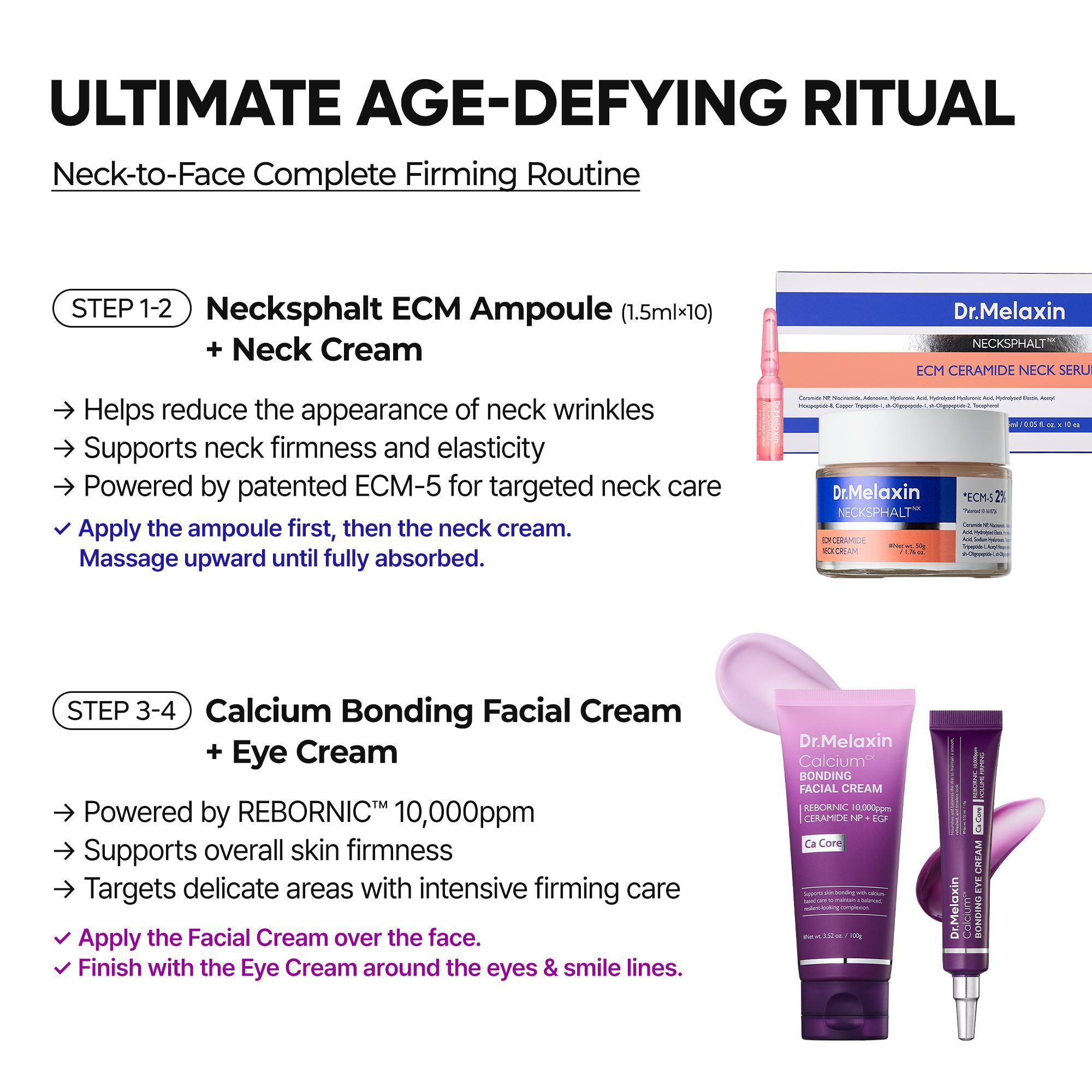 [Dr.Melaxin Official] 7-Step Ultimate Age-Defying Ritual | Neck-to-Face Firming Care | For Youthful-Looking Skin | Includes FREE CACTOX 3-Step Nose Mask Pack