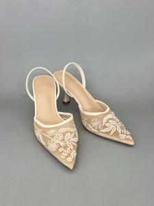 Women's Elegant Embroidery Design High Heel Shoes, Trendy Pointed Toe Heels, Fashionable Heels for Party & Daily Wear, Girl, Elegant Party Footwear