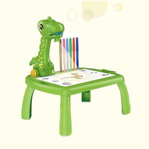 Random Color Dinosaur Drawing Projector Set, Cute Dino Design Projection Table with Slides and Watercolor Pens, Projection Painting Board