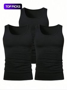 men's solid color scoop neck tank top, regular fit casual comfy breathable sleeveless top for daily wear, men's all-match clothes for all seasons, plain clothing, going out tops, vests