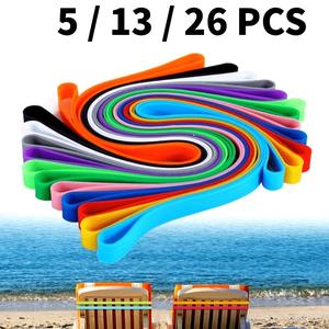 5/13/26 Pcs Beach Towel Silicone Clip Set, Multi-Functional Elastic Band, Windproof Feature, Stretchable Design, Easy Attachment, Perfect For Poolside, Pool Chairs, Beach Chairs, And Offices, Prevents Towels From Getting Sandy (Random Color)