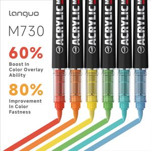 Languo Super Stackable Acrylic Markers PRO High-Capacity Ink Acrylic Markers Acrylic Felt Felt Staining Alcohol Markers Art Supplies Soft Tip 1-5mm Adjustable Thickness for Painting, Writing, Marking, DIY... Fabric Storage Bag Design for Easy Storage and