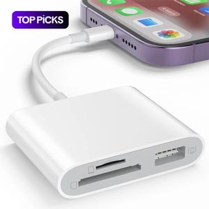 SD Card Reader for iPhone, 1 Piece Mother's Day Gift, Memory Card Reader with USB Camera Adapter, Plug and Play Trail Game Camera SD Card Viewer Supports SD and TF Card Micro SD Card Adapter for iPad, Practical Gift Ideas (No App Required)
