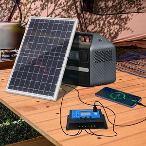 Portable Solar Panel with 60A/100A Controller, 1 Set 10W Solar Panel Charger, Outdoor Solar Panel Kit for Mobile Power, Camping, Hiking, Car, Boat, Phone, Monitoring